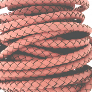 Leer Gevlochten 6mm Roze 20cm